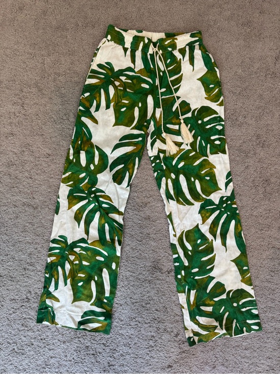 Joie Pants - Joie Green & White Tropical Drawstring Pants